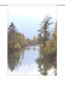 Scheibenhänger Herbst am Fluss – rechteckig Gardine eckig mit Druck